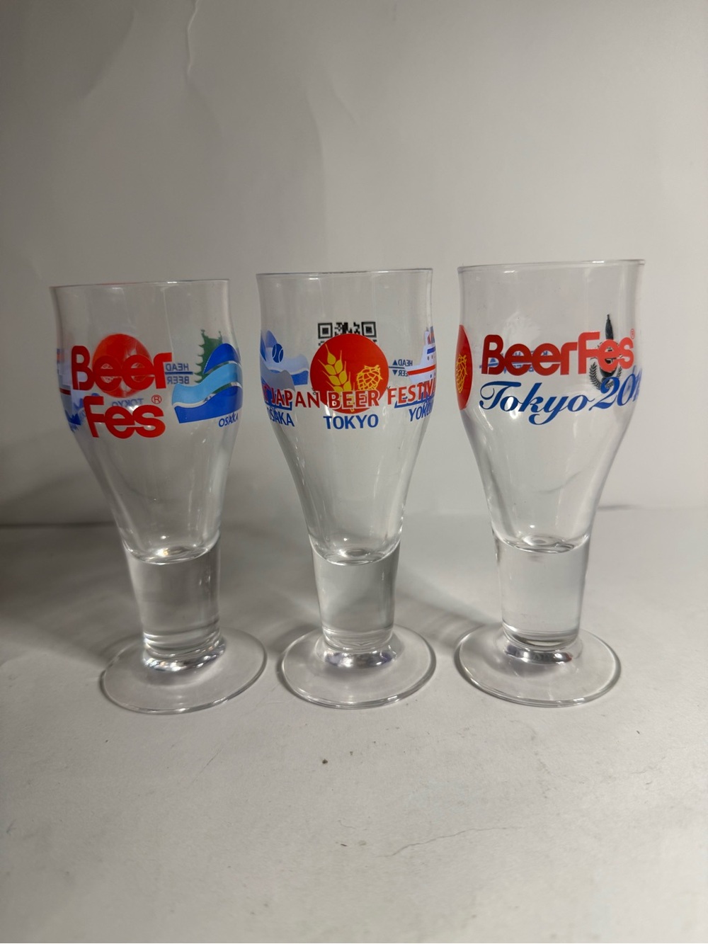 Tokyo Japan Beer Fes Festival Tasting Glasses Osaka Set Of 3